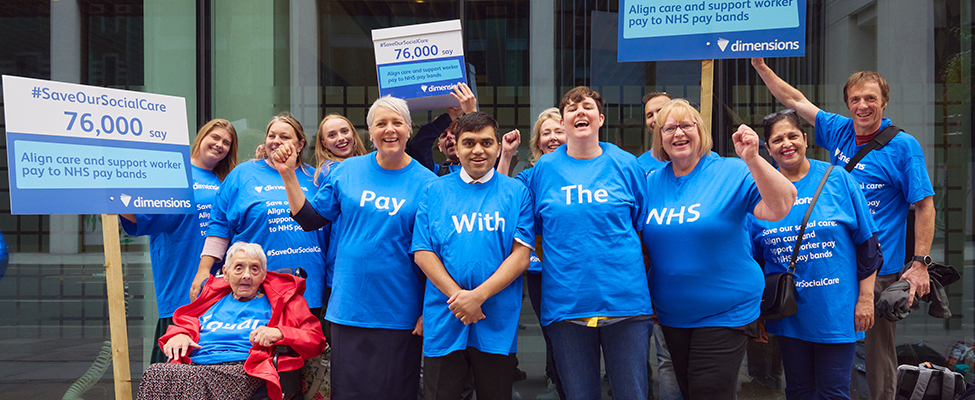 ‘Save our social care’: Dimensions equal pay petition, backed by over 76,000 people, handed into No.10 Downing Street